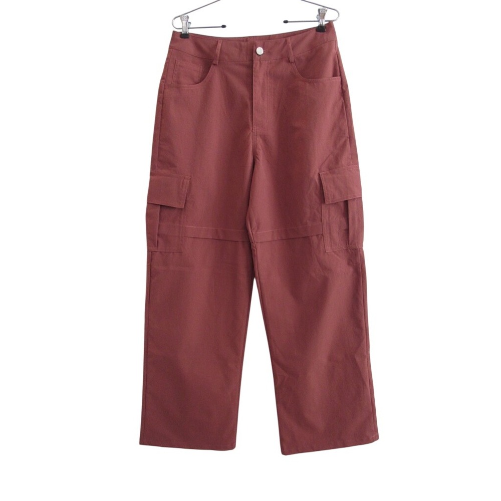 Womens Cargo Pants Large Rust Brown Wide Leg Utility Streetwear Y2K
